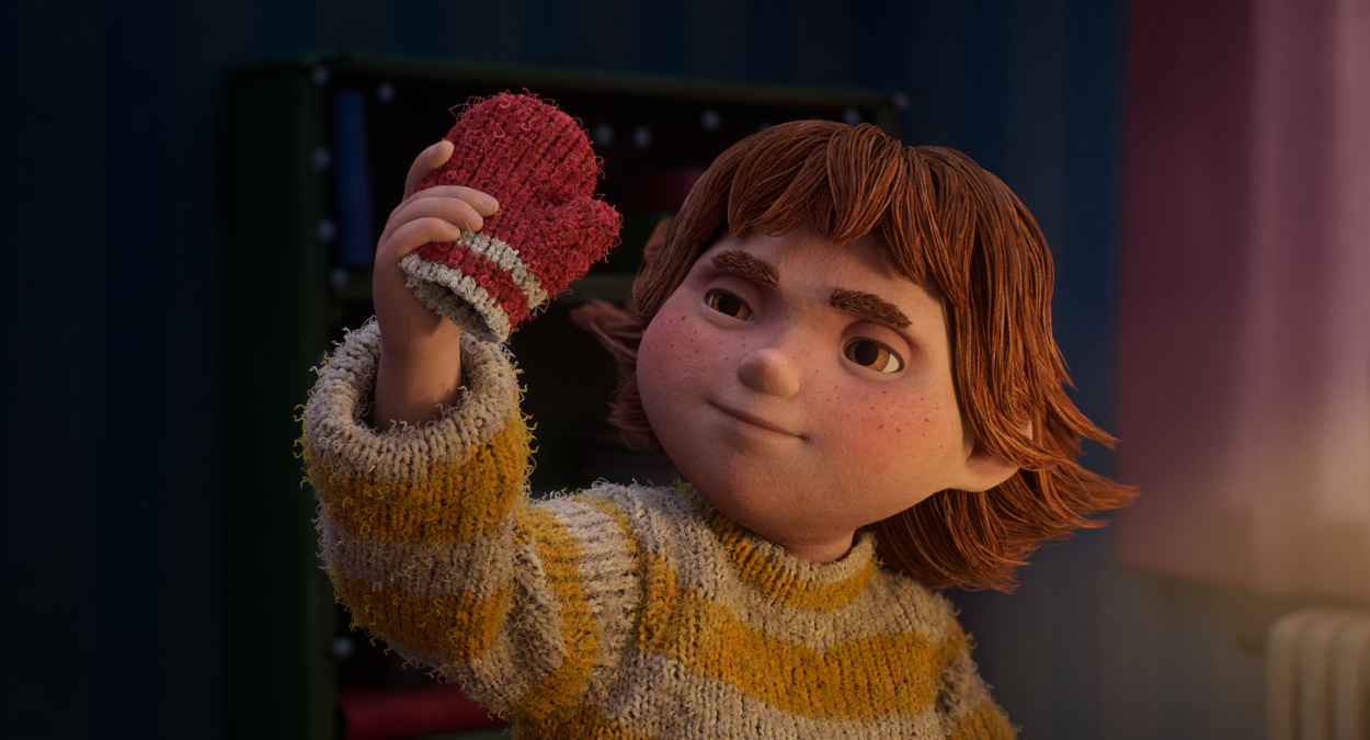 Mari, její otec a babička na zasněženém dobrodružství ve filmu Santova kouzelná dílna